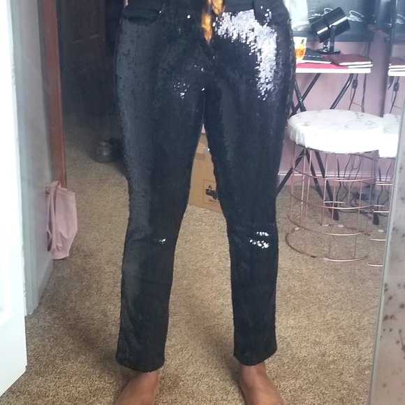 VENUS Black Sequin Skinny Jeans - Picture 1 of 6